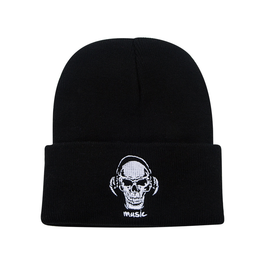 Men's Knitted Skull Pattern Embroidery Hat