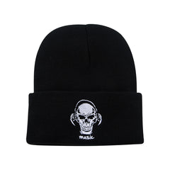 Men's Knitted Skull Pattern Embroidery Hat