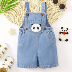 Baby Panda Embroidery Denim Overalls Romper Clothes