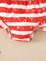 Girls Star Print Swimsuit Set with Cami Top & Ruffled Shorts