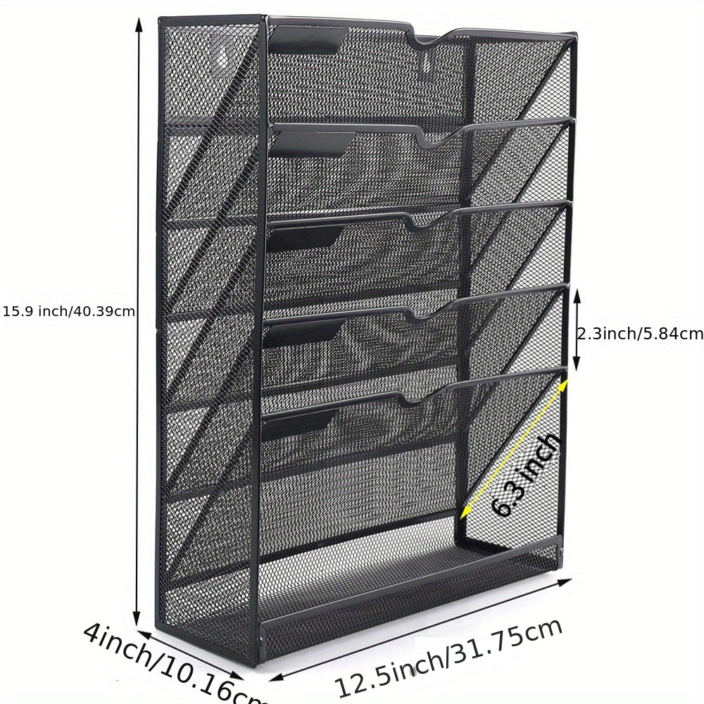 5-Layer Wall-Mounted File Rack Mail Rack Organizer