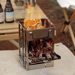 Mini Folding Firewood Stove Outdoor BBQ Grill for Cooking