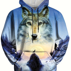 Wolf 3D Print Hoodie for Men Graphic Hooded Pullover Mens Clothing
