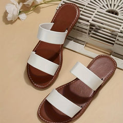 Women's Double Strap Slide Sandals Casual Slip On Flat Summer Shoes