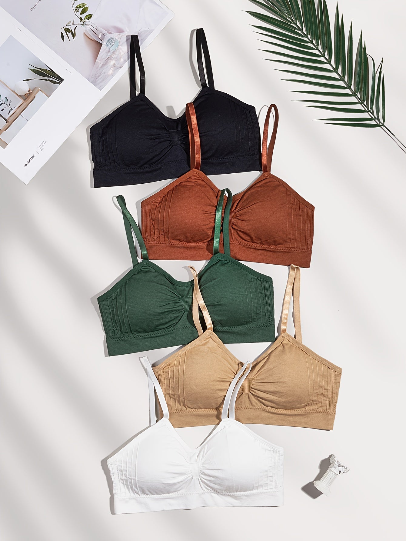 5pcs Wireless Bras Comfortable Full Coverage Women's Lingerie