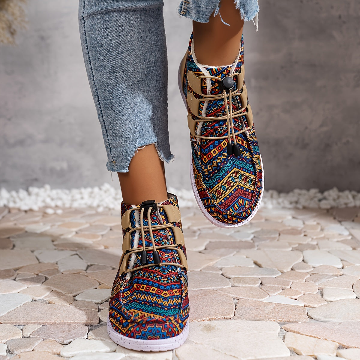 Geometric Print Tube Snow Boots Women's Footwear