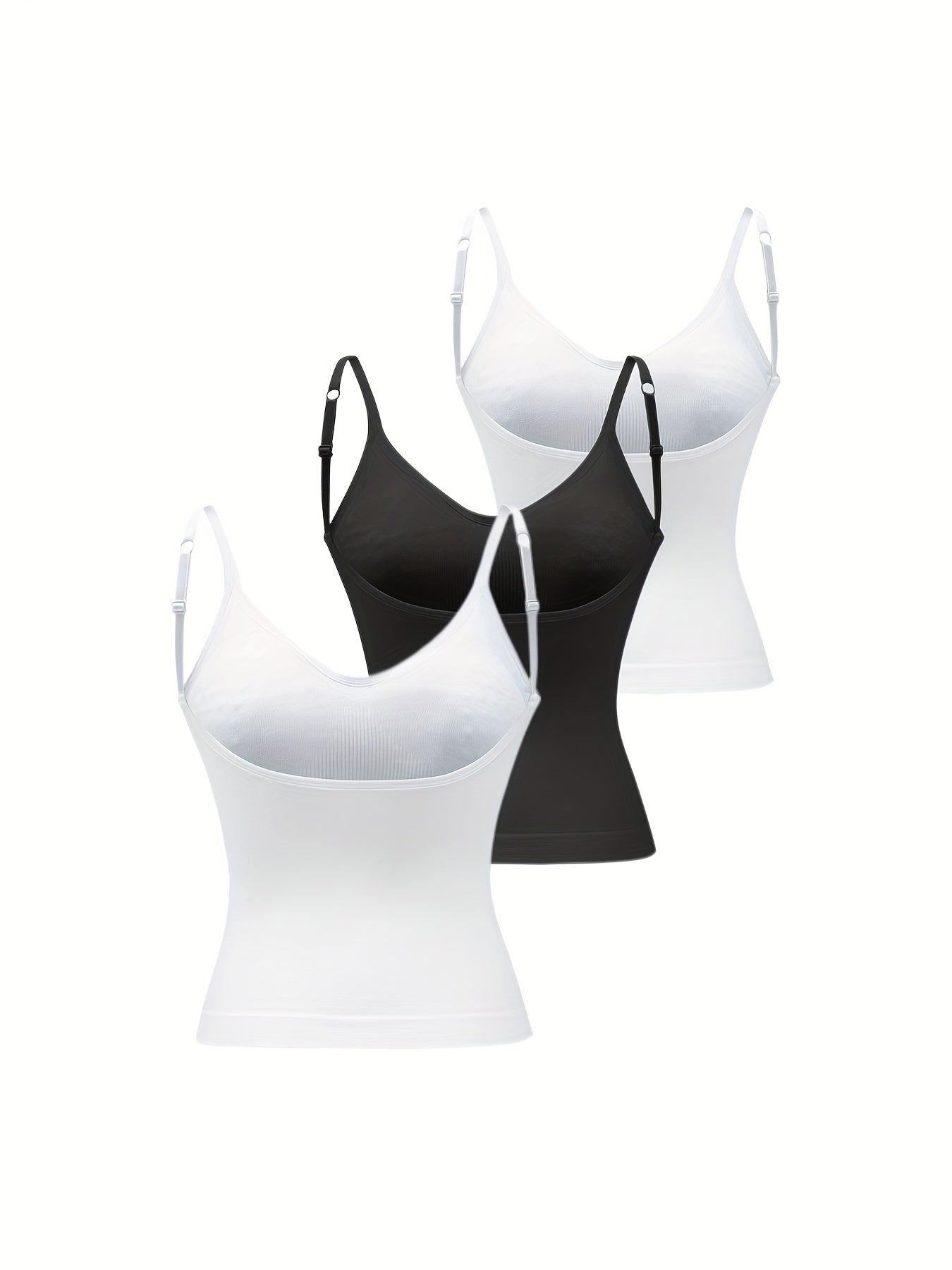 3 Sets Women's Seamless Cami Tops Soft & Comfy Stretch Everyday Top