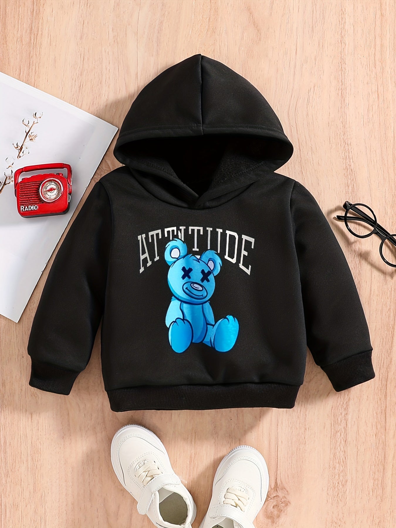 Baby Boys Bear Graphic Pullover Hoodie Spring/Autumn Sweatshirt