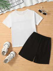 Boys Casual Outfit Round Neck T shirt & Shorts Set