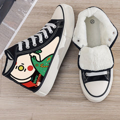 Christmas Plush Lined Chunky Canvas Sneakers