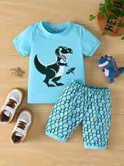 Boys Dinosaur Print T-shirt & Shorts Set