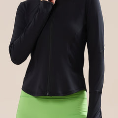 Full Zip Long Sleeve Sports Jacket Moisture Wicking Breathable Running Top