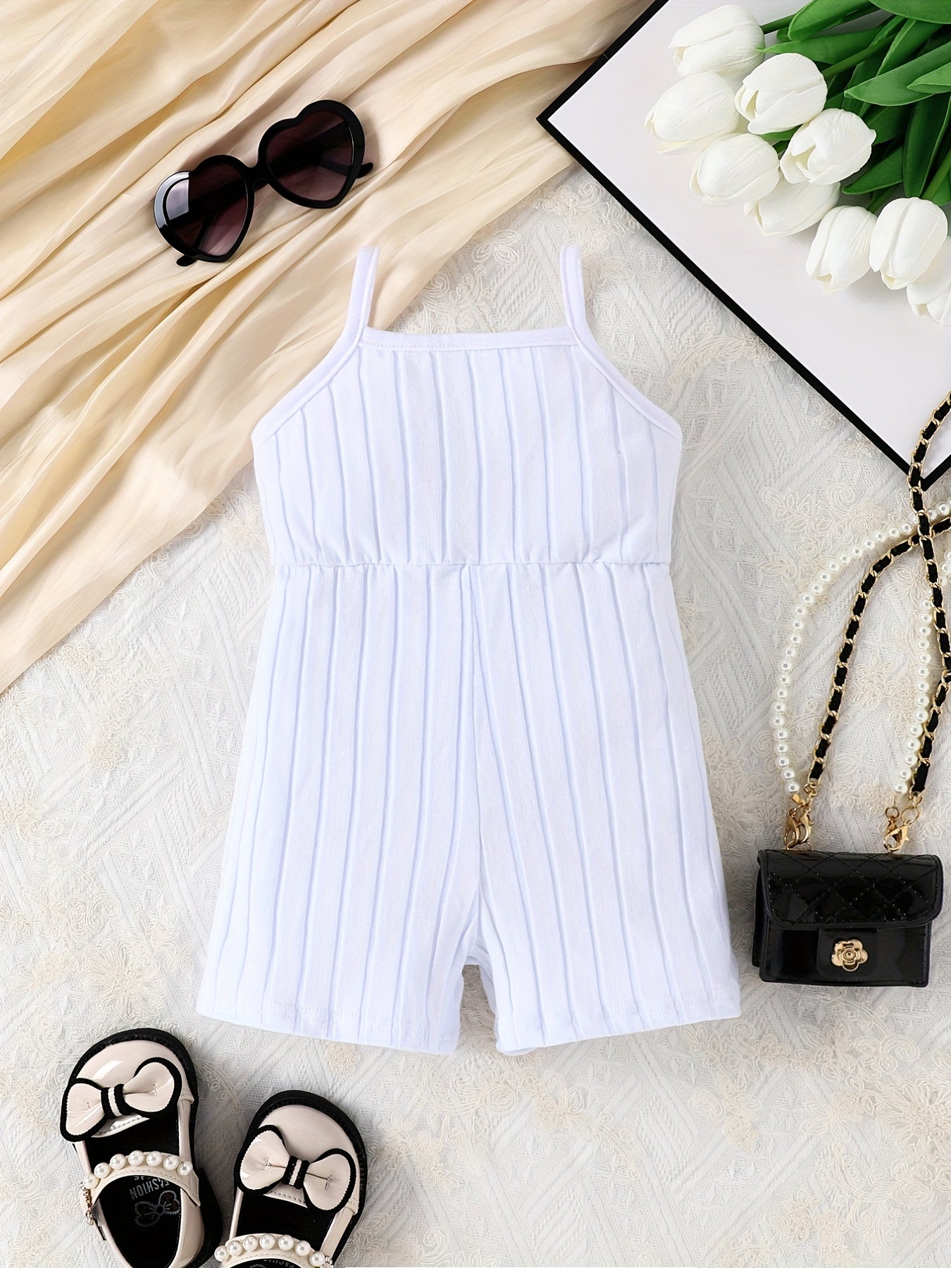 Baby Girls Casual Suspender Onesie For Spring And Summer