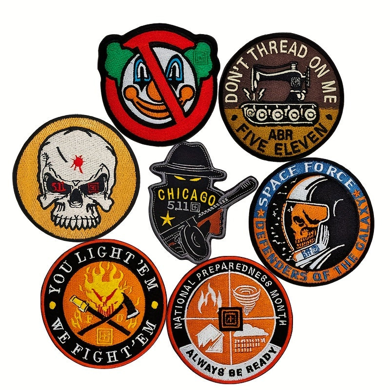 Cartoon Skull Head Embroidered Patch Hook & Loop Emblem