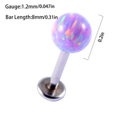 Opal Tragus Nose Ring Surgical Steel Cartilage Piercing