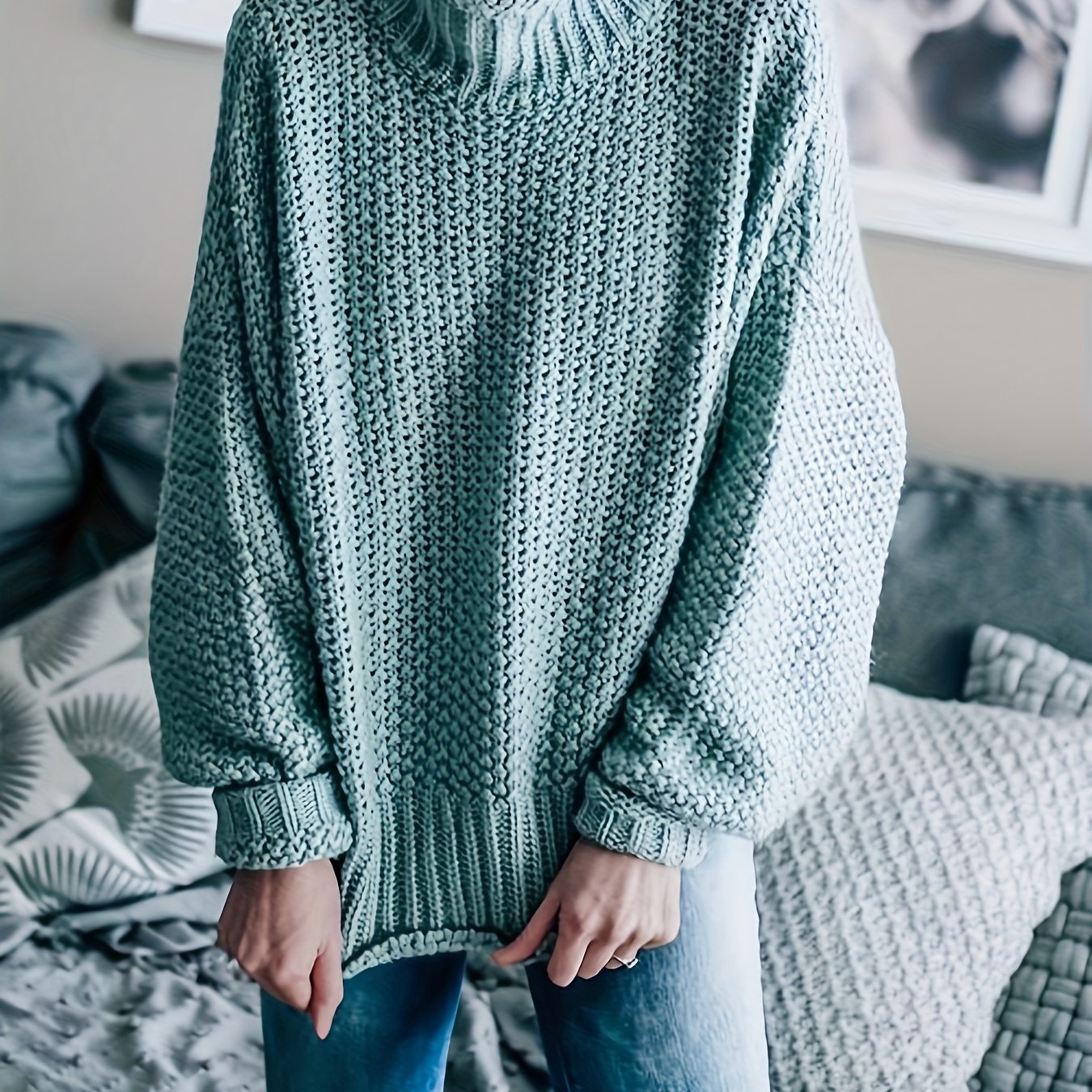 Casual Sweater Women's Turtleneck Knitted Jumper