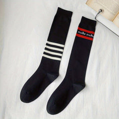 Striped Calf Socks Women's Knee High Stockings