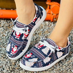 Women's Christmas Santa & Tree Cartoon Flat Casual Shoes