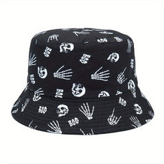 Skull Pattern Bucket Hat Reversible Sun Fisherman Cap