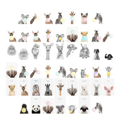 50pcs Cartoon Animal Postcard Set for Kids' Rooms, Collage Art, Wall Decor