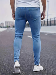 Men's Slim Fit Ripped Jeans High Stretch Denim Pants