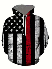 American Flag Print Hoodie Men's Casual Graphic Hooded Sweatshirt