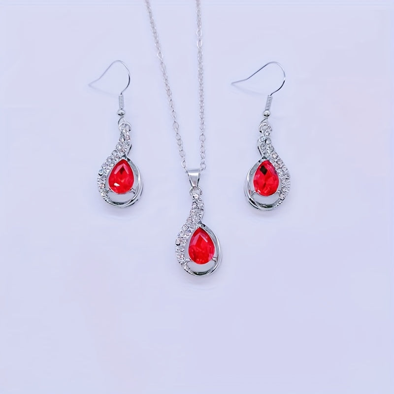 Water Drop Earrings Necklace Set Vintage Holiday Gift Y2K Jewelry