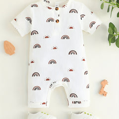 Boys Girls Cartoon Print Romper Jumpsuit Unisex Baby Clothes