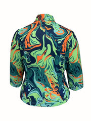 Camo 3/4 Sleeve Open Front Slim Fit Blazer