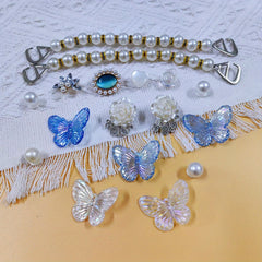 17Pcs Shoe Decoration Accessories Butterfly Flower Pearl Chain Charms