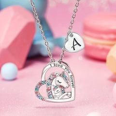Heart Unicorn Pendant Necklace for Girls