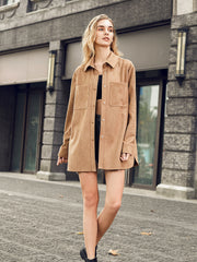 Button Front Casual Long Sleeve Coat