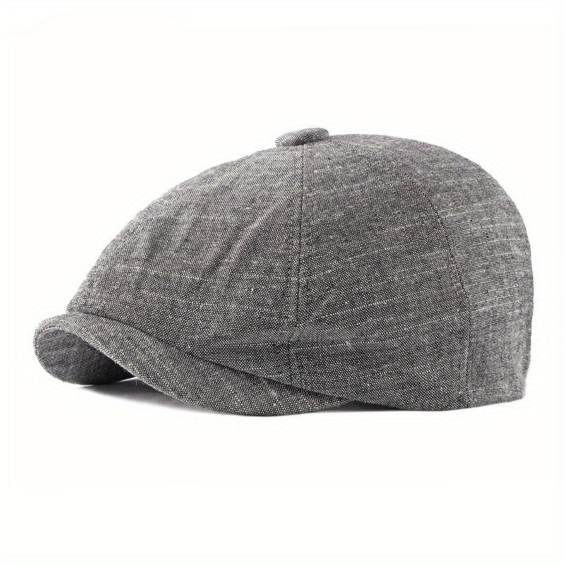 Men's Retro Beret Painter Hat Octagonal Newsboy Hat Cotton Linen Sun Hat