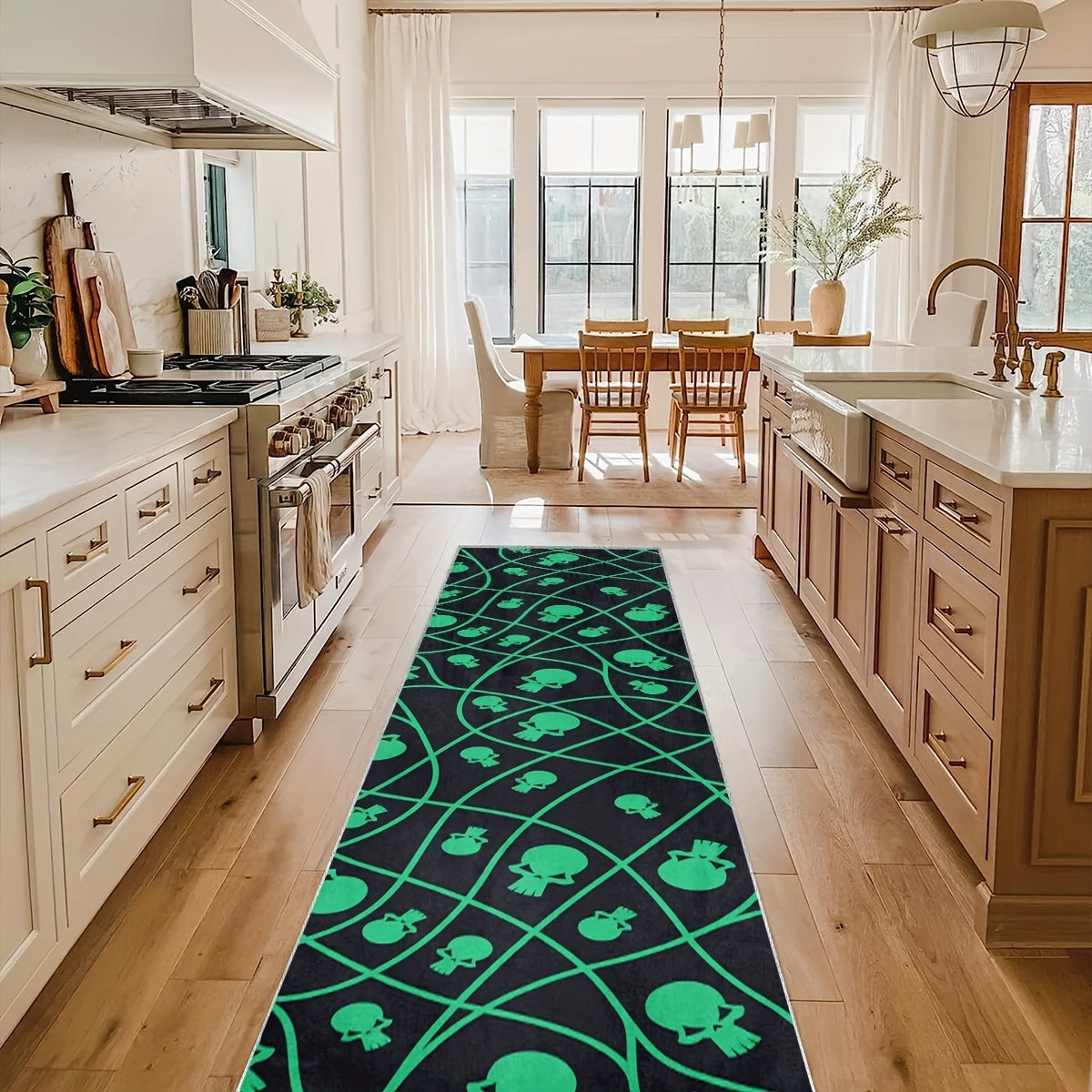 2'X10' Extra Long Skull Runner Rugs Laundry Room Rug Oriental Hallway Rug Runner
