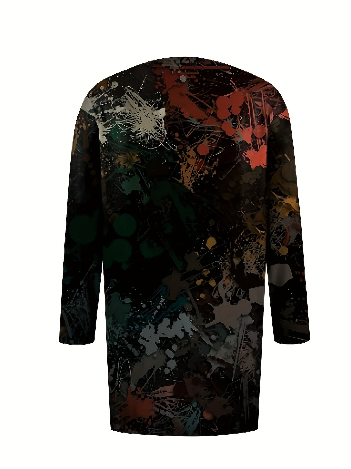 Gothic Cardigan Women's Plus Graffiti Print Long Sleeve Open Front