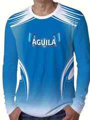 Pattern Print Men's Graphic Crew Neck Long Sleeve Active T shirt