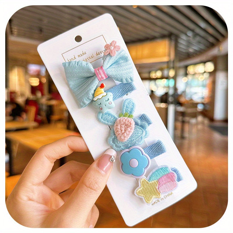 Baby Girls Cartoon Flowers Bunny Cat Bowknot Hair Clips Headwear