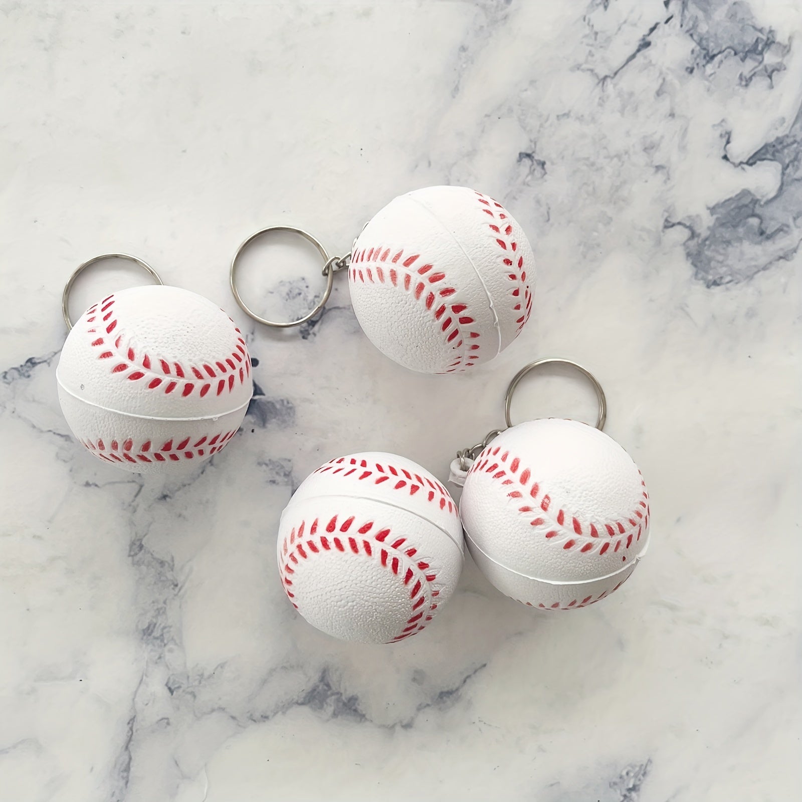 4pcs Baseball Key Chain Squeeze Toy Vent Stress Ball