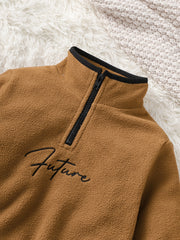 Boy's 2pcs Fleece Sweatshirt & Sweatpants Set FUTURE Embroidered