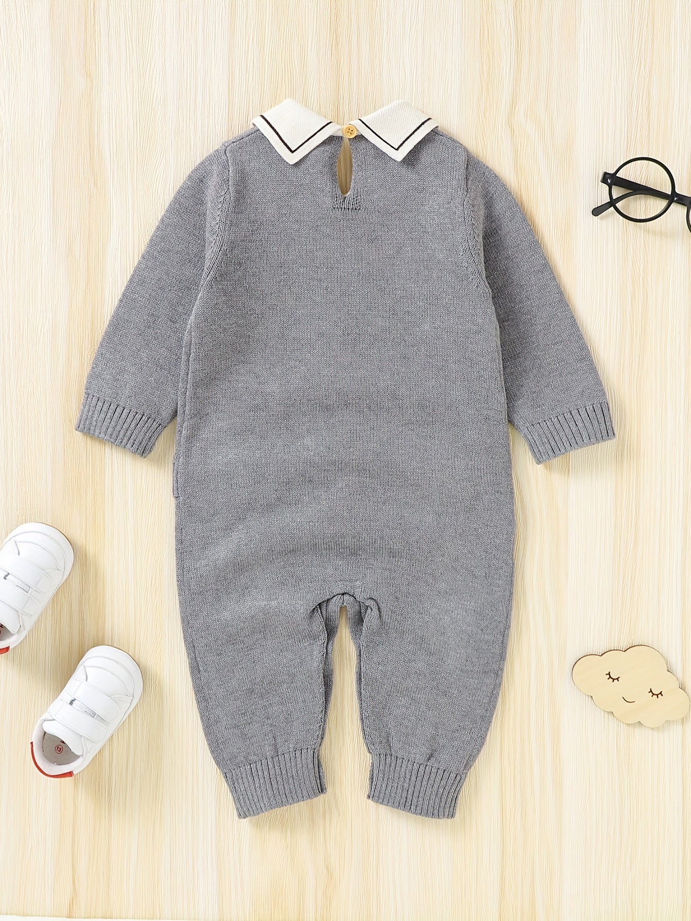Baby Boys Casual Cartoon Gentleman Sweater Jumpsuit