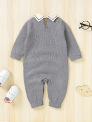 Baby Boys Casual Cartoon Gentleman Sweater Jumpsuit