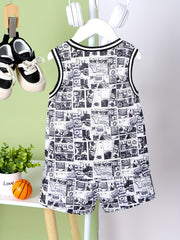 Boys Letter Print Vest & Sports Shorts LA Basketball Suit