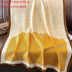 Geometric Print Block Scarf Satin Shawl Silk Head Wrap