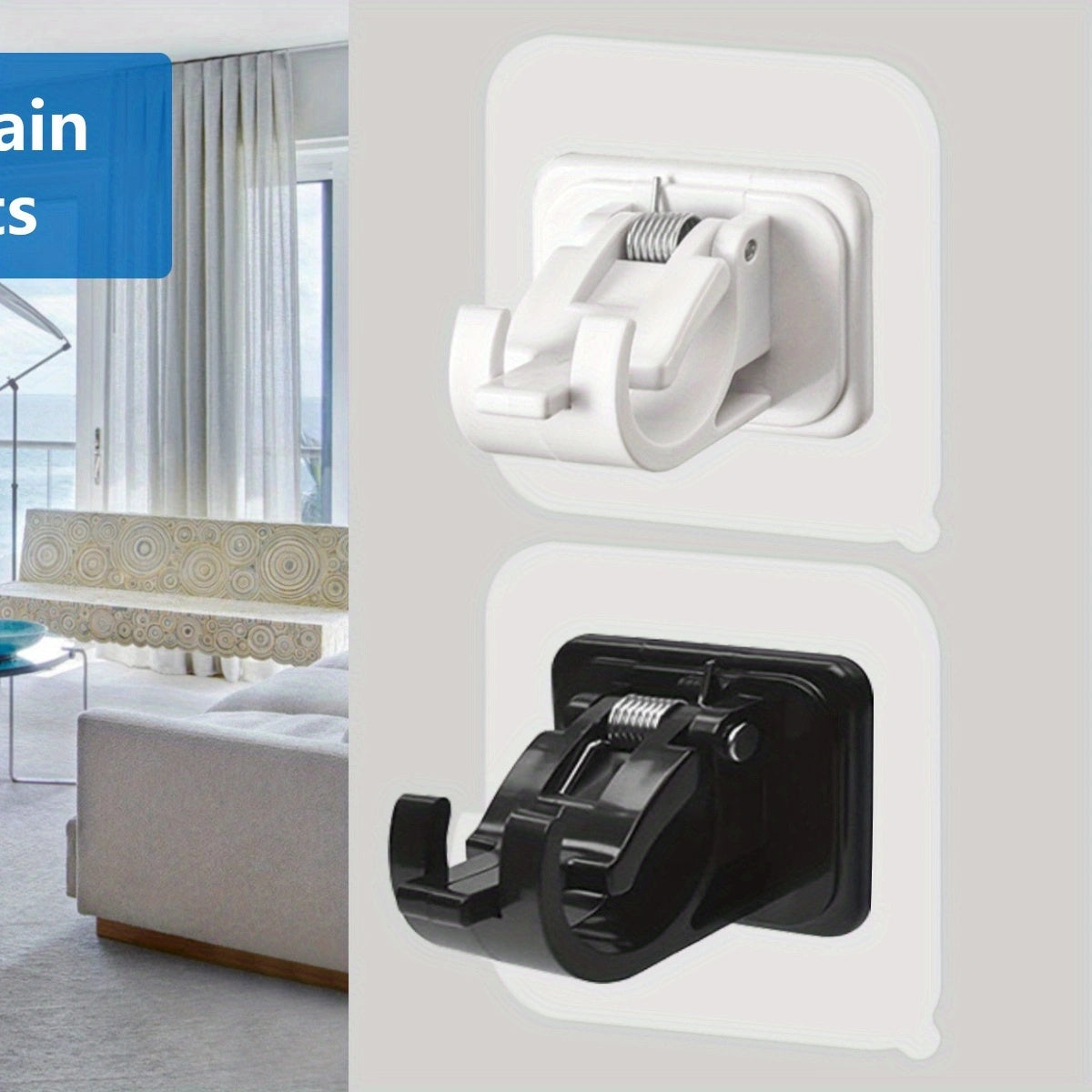 4pcs Self Adhesive Wall Hooks for Shower Curtains No Drilling Required
