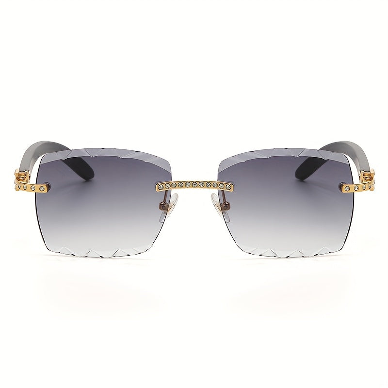 Men's Rimless Small Rectangle Sunglasses for Summer Outdoor Activities