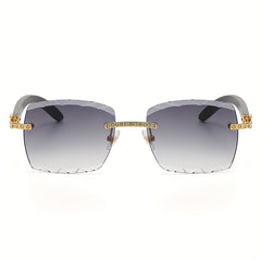 Men's Rimless Small Rectangle Sunglasses for Summer Outdoor Activities