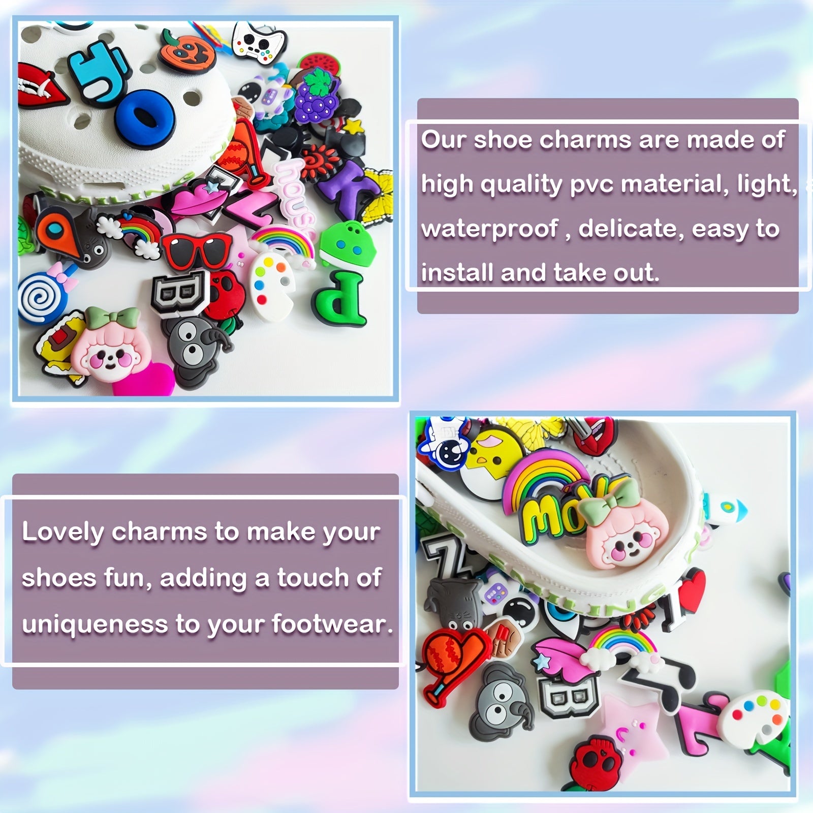 Random Style Shoe Charms DIY Shoe Decoration Different Shaped PVC Shoes Pins