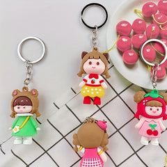 3D Ponytail Girl Doll Keychain Hanging Decoration