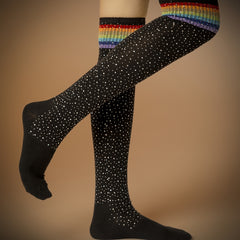 Rainbow Stripe Christmas Knee High Socks