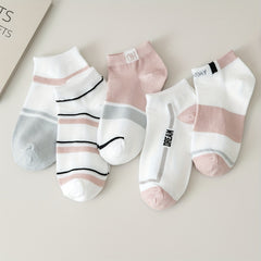 Geometric Pattern Ankle Socks for Women, 5 Pairs